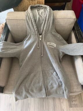 Hollister kids Heather Gray Full-Zip Hoodie Sweatshirt
